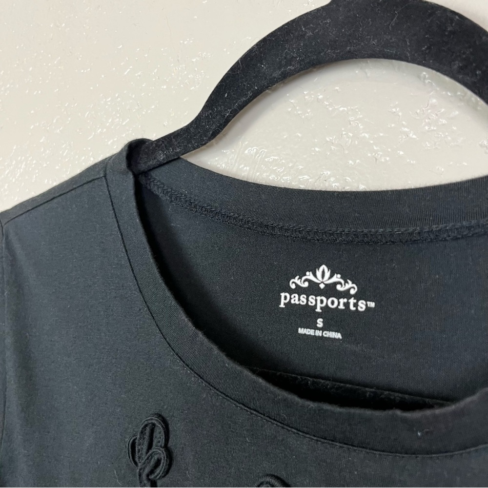 5 for $30 Passports women long cardigan black embroidered blouse size small‎ - Picture 8 of 14